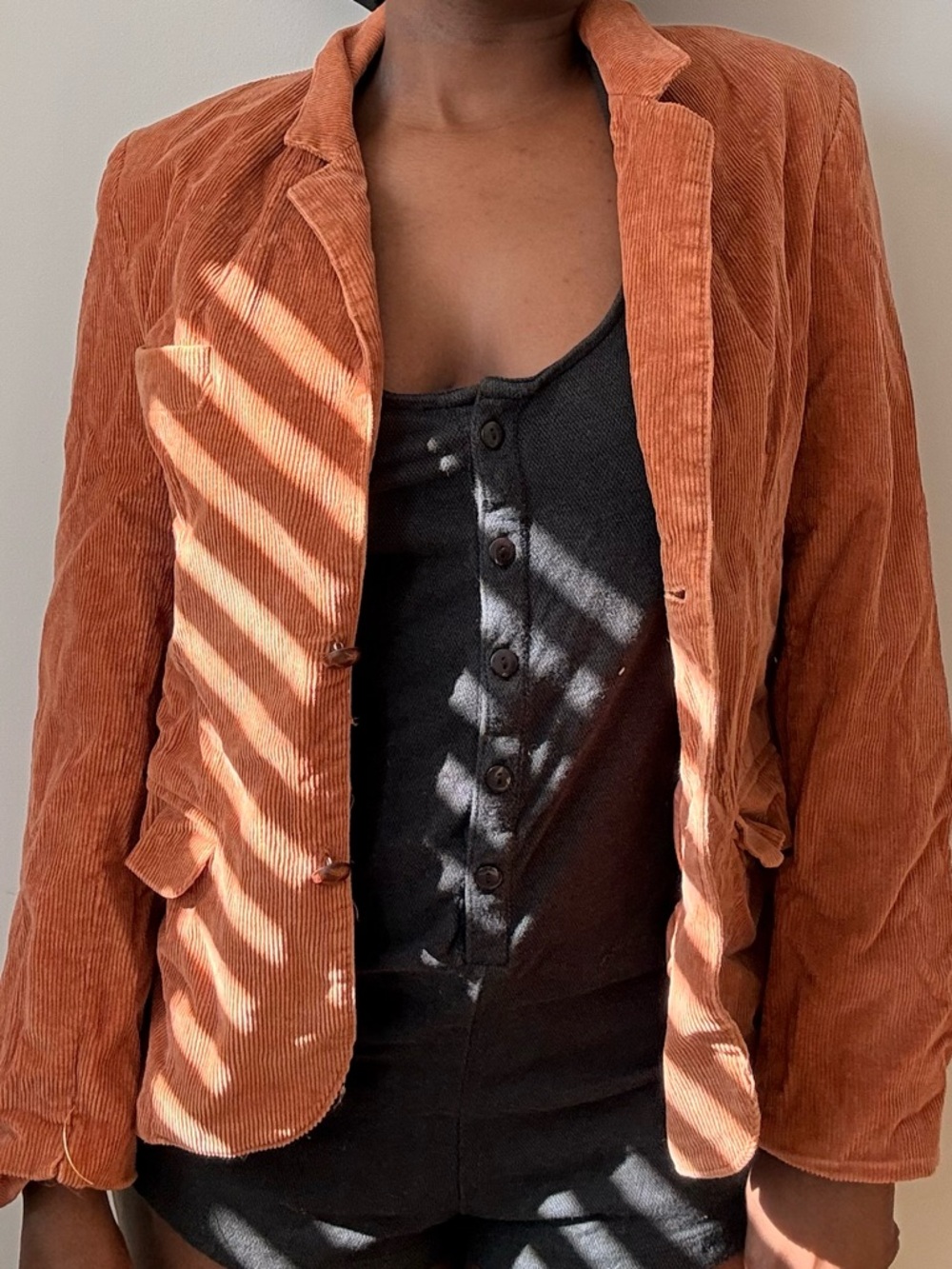 Corduroy Blazer Jacket in Rust Orange - Women's Tailored Coat